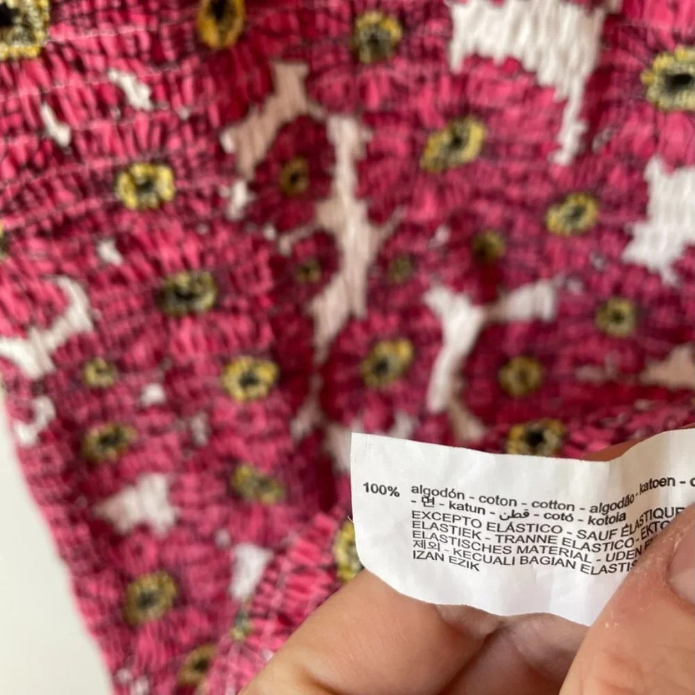Zara Floral Puff Sleeve Smocked Mini  Dress Bloggers Favourite Sz S - Picture 10 of 10